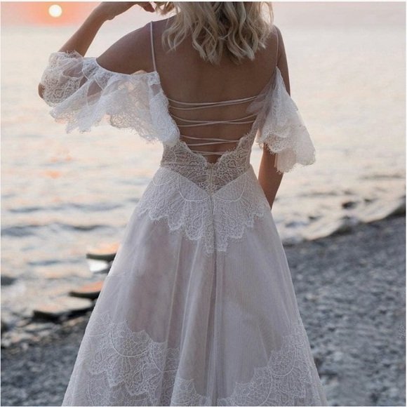 Sorayan | Dresses | Bohemian Lace Wedding Dress With Blush Pink ...